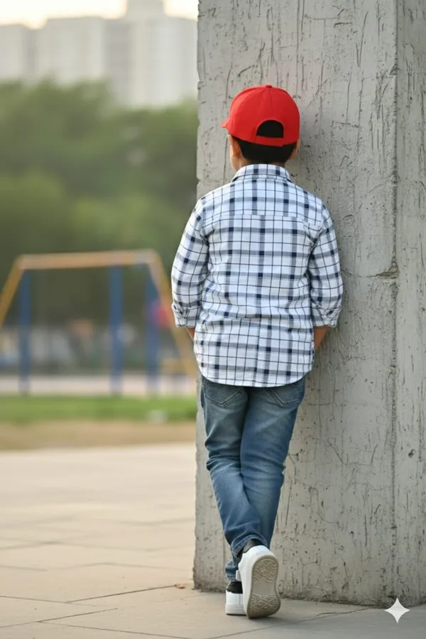 White_Cotton_Kids_Check_Shirt_For_Kids