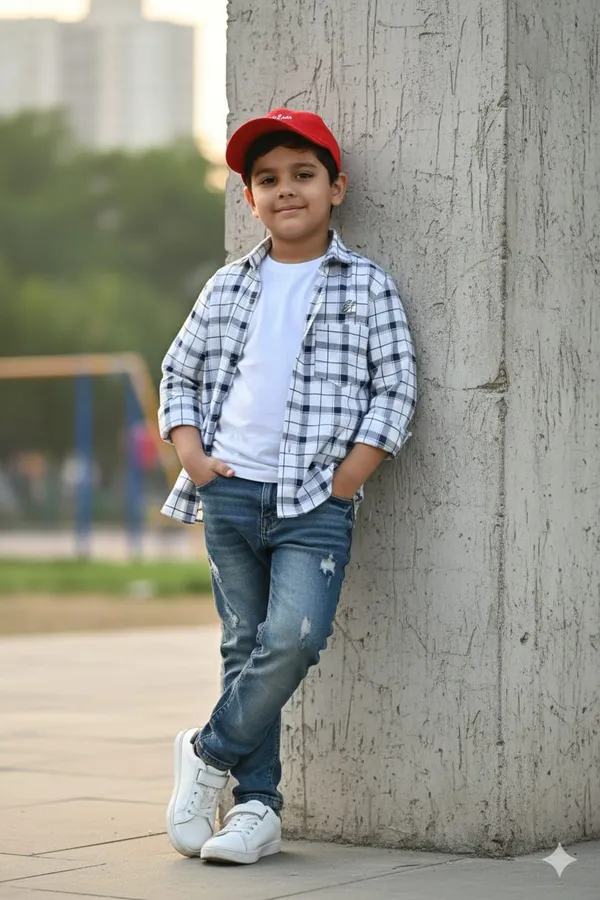 White_Cotton_Kids_Check_Shirt_For_Kids