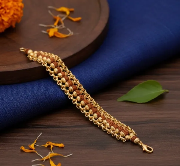 Gold_Plated_Brown_Rudraksha_Bracelet_For_Men_And_Women