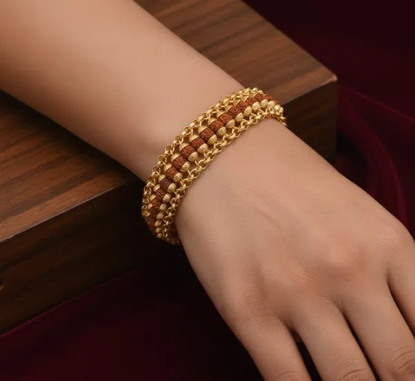 Gold_Plated_Brown_Rudraksha_Bracelet_For_Men_And_Women