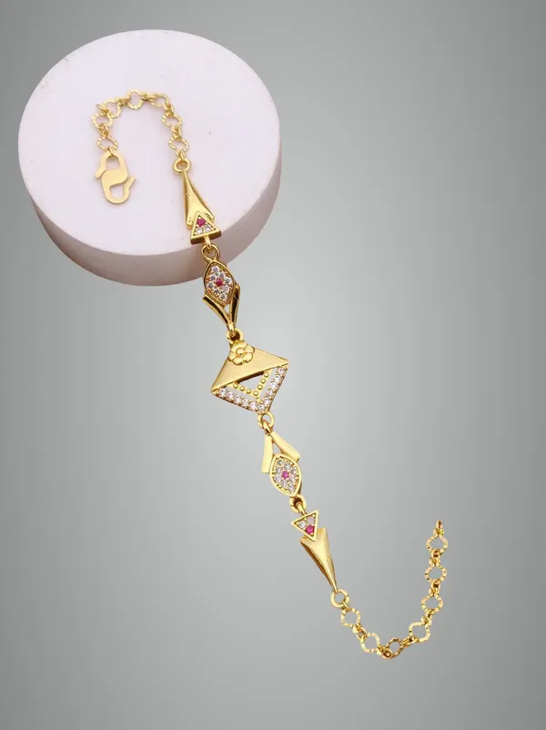 Gold-Plated_Traditional_Bracelet_With_Ruby_And_Diamond_Accent_For_Women