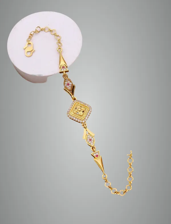 Gold-Plated_Traditional_Bracelet_With_Ruby_And_Diamond_Accent_For_Women