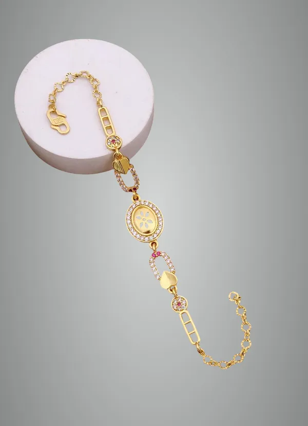 Gold-Plated_Traditional_Bracelet_With_Ruby_And_Diamond_Accent_For_Women