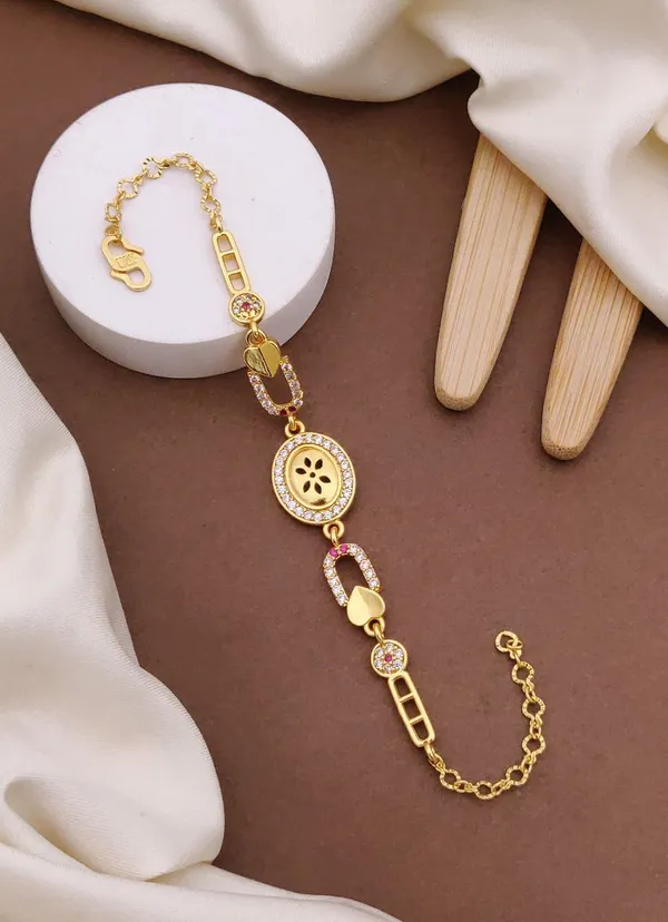 Gold-Plated_Traditional_Bracelet_With_Ruby_And_Diamond_Accent_For_Women