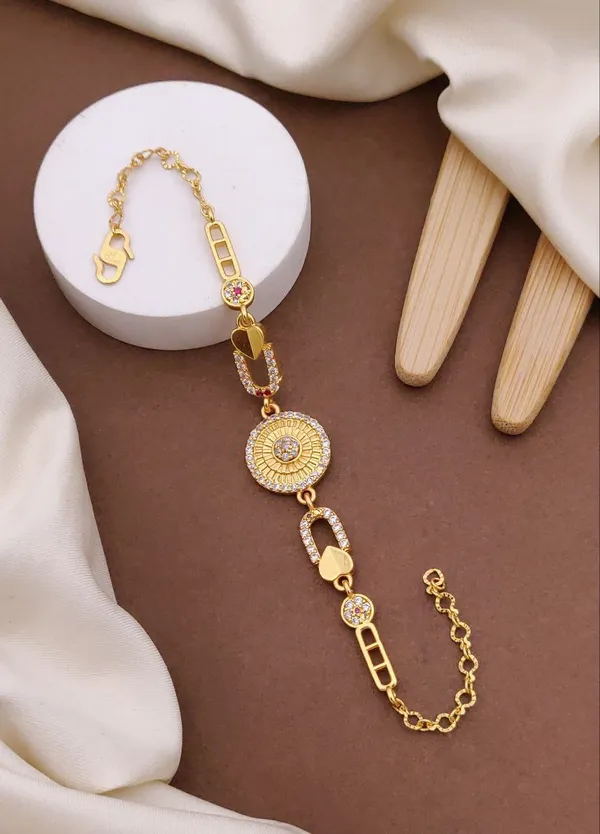 Gold-Plated_Traditional_Bracelet_With_Ruby_And_Diamond_Accent_For_Women