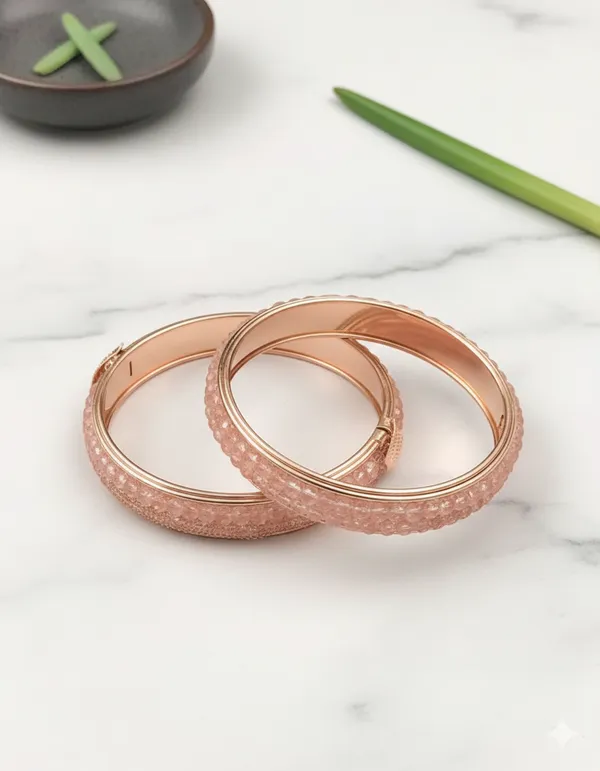 Rose_Gold_And_Peach_Stone_Crystal_Bangle_(Set_Of_2)_For_Women