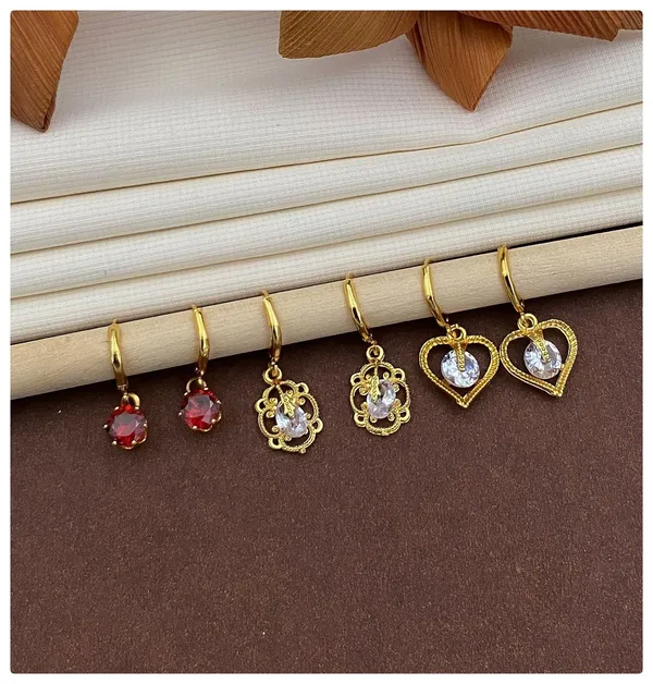 Multicolor_Dainty_Gold_Drop_Hoop_Earrings_(Set_Of_3)_For_Women
