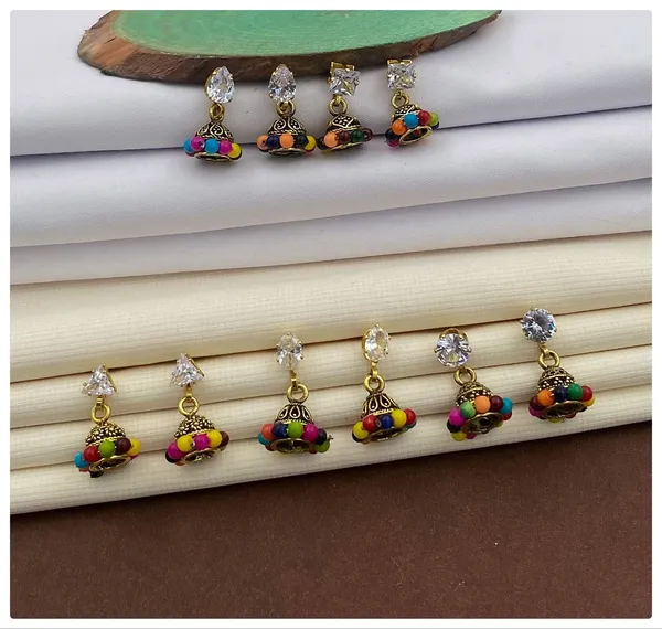 Multicolor_Dainty_Gold_Drop_Hoop_Earrings(Set_Of_5)_For_Women