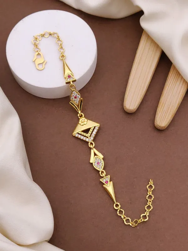 Gold-Plated_Traditional_Bracelet_With_Ruby_And_Diamond_Accent_For_Women