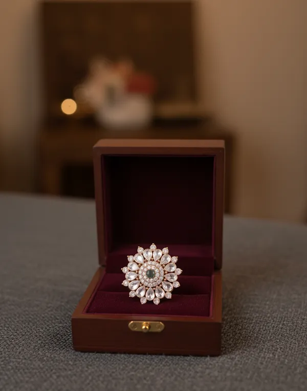 White_Sunburst_Teardrop_Cocktail_Ring_For_Women