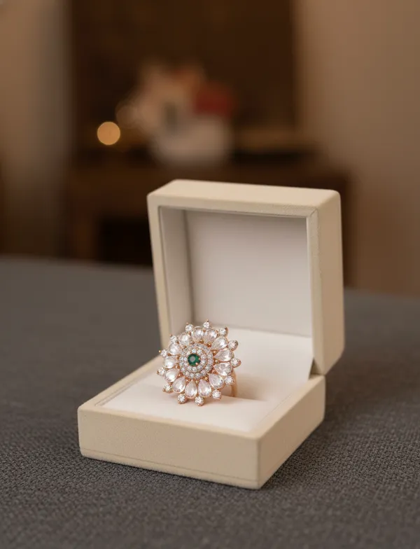 White_Sunburst_Teardrop_Cocktail_Ring_For_Women