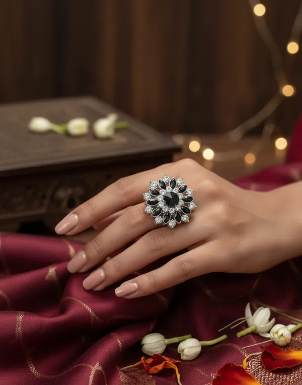 Black_Floral_Kundan_Statement_Ring_For_Women