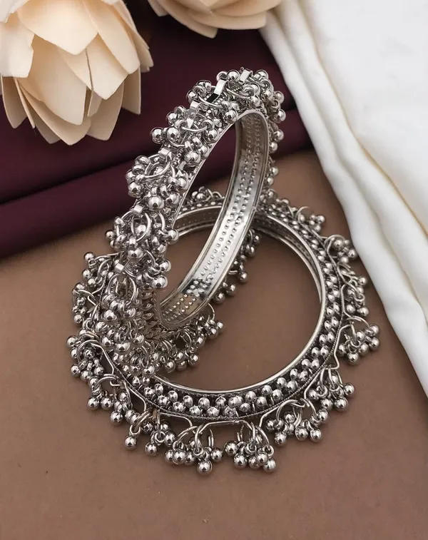 Silver_Plated_Kada_Bangle_(Set_Of_2)_For_Women
