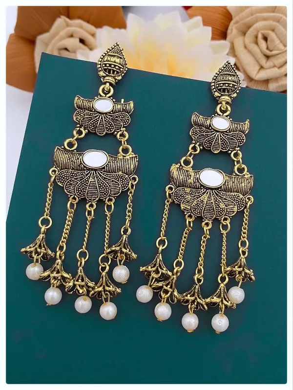 Gold_Oxidised_Sunburst_Teardrop_Cocktail_Earring_For_Women