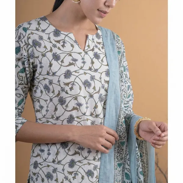Kalamkari_Off_white_Printed_Kurti_Pant_set_with_dupatta