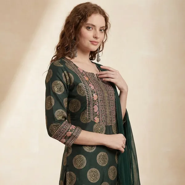 Green_Printed_Kurta_pant_set_with_Dupatta