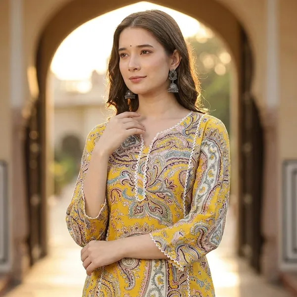 Yellow_Printed_Single_Kurti_for_women