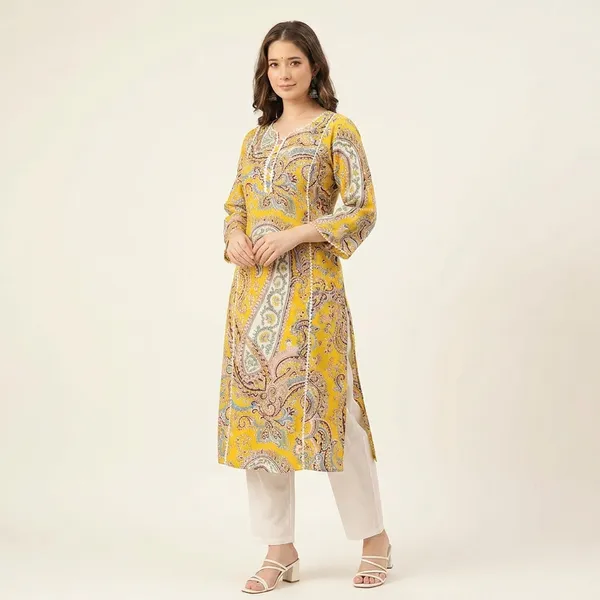 Yellow_Printed_Single_Kurti_for_women