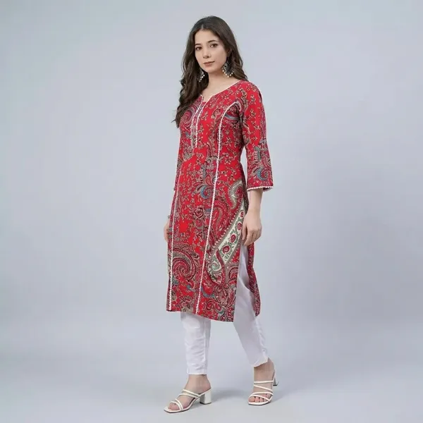 Red_Printed_Single_Kurti_for_women
