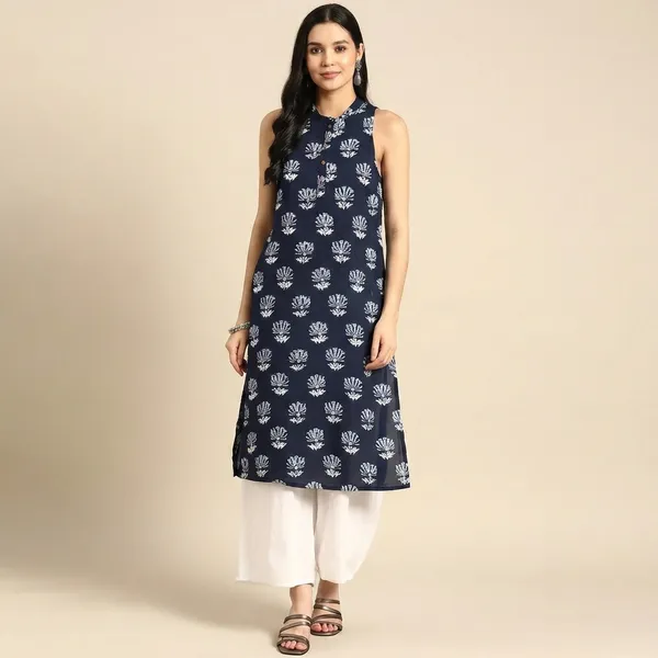 Sleeveless_Blue_Printed_Kurti