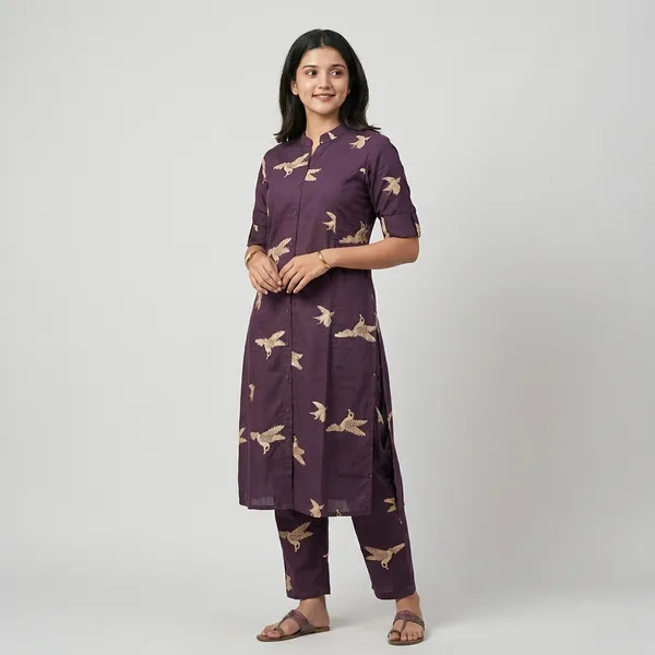 Purple_Printed_Kurta_Pant_set_for_women