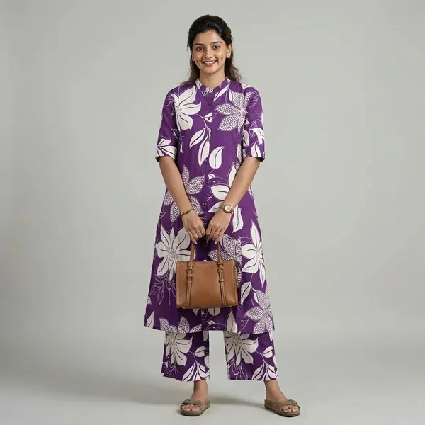Floral_Print_Purple_Kurta_Pant_set_for_women