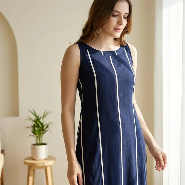 Blue_Printed_Striped_Viscose_Rayon_Sleeveless_Kurti_Pant_Set_For_Women
