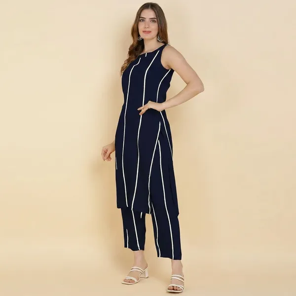 Blue_Printed_Striped_Viscose_Rayon_Sleeveless_Kurti_Pant_Set_For_Women