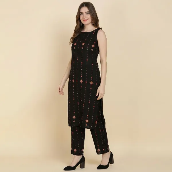 Black_Printed_Sleeveless_Rayon_Kurti_Pant_For_Women