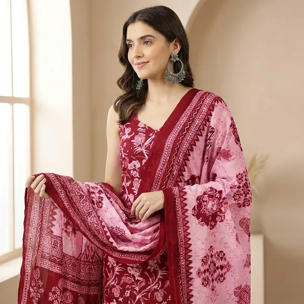 Red_Women_Kurta_Pant_Set_With_Dupatta