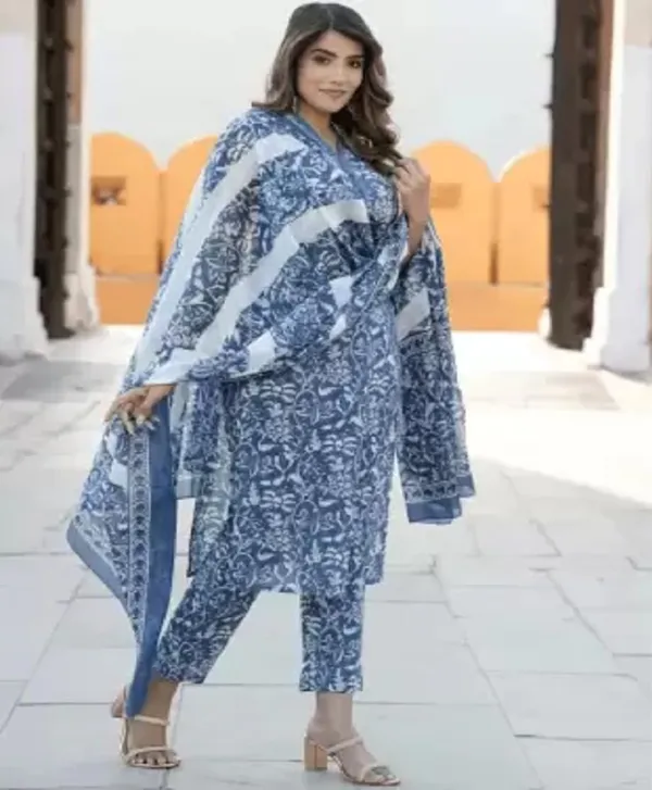 Floral_Print_Kurta_Trouser_Dupatta_Set_For_Women