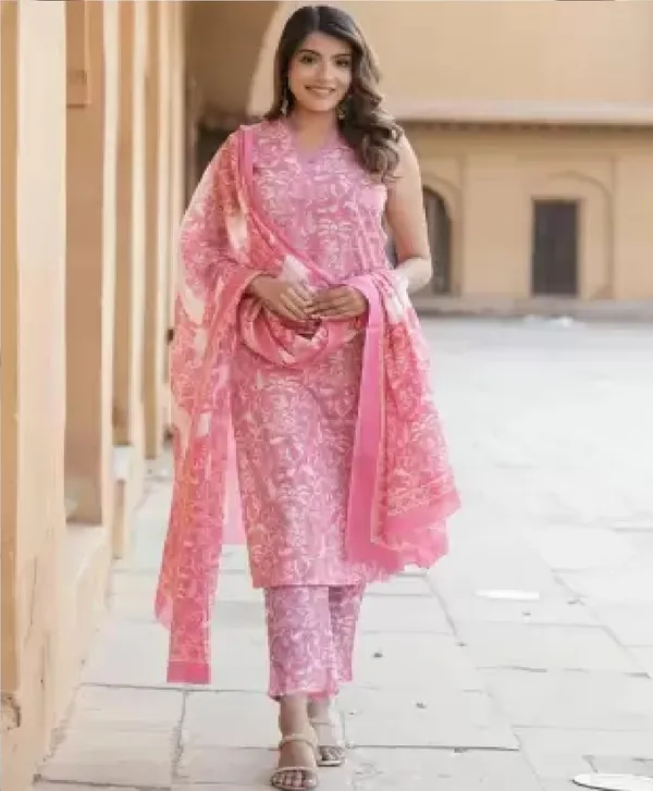 Floral_Print_Kurta_Trouser_Dupatta_Set