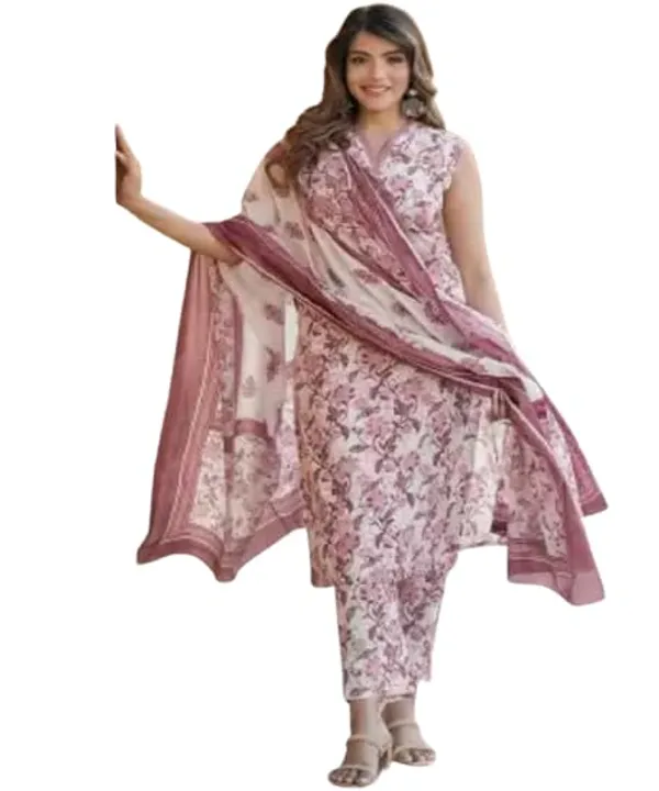 Floral_Print_Kurta_Trouser_Dupatta_Set_For_Women