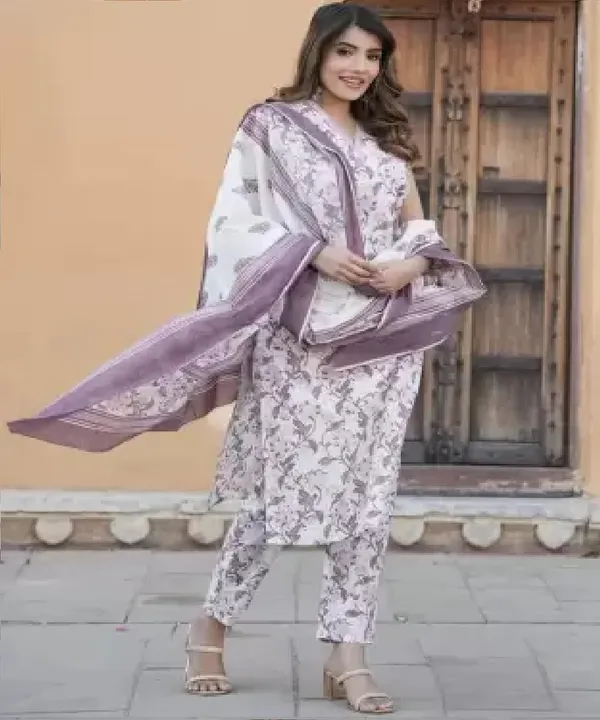 Floral_Print_Kurta_Trouser_Dupatta_Set