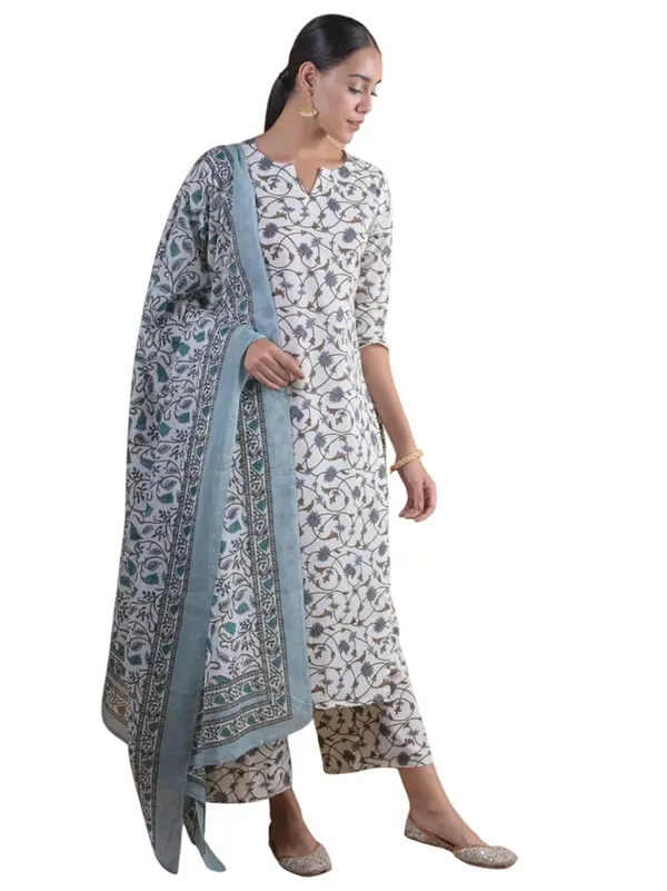 Kalamkari_Print_Kurta_Pant_Set_With_Dupatta