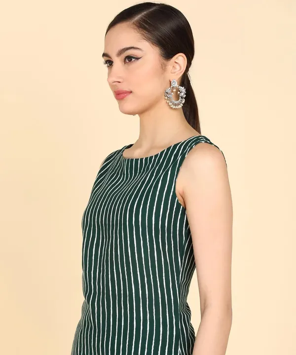 Women_S_Stripe_Print_Sleeveless_Kurta_Pant_Set