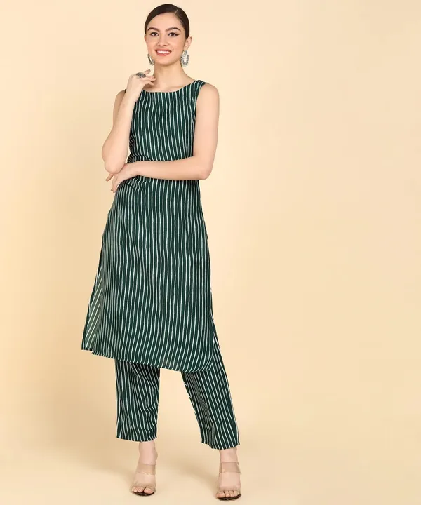 Women_S_Stripe_Print_Sleeveless_Kurta_Pant_Set