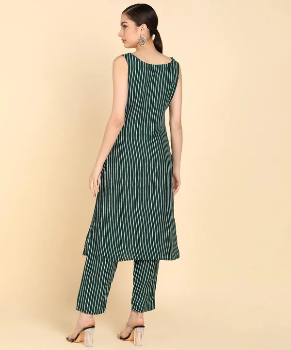 Women_S_Stripe_Print_Sleeveless_Kurta_Pant_Set