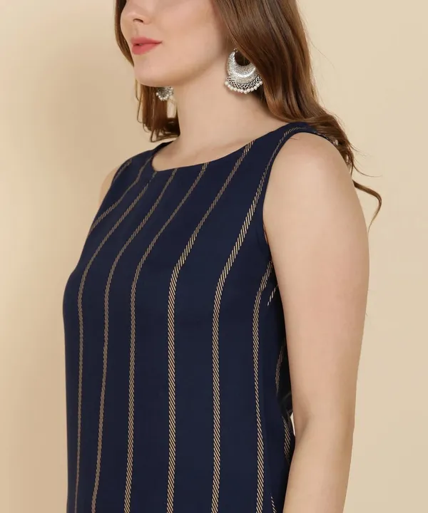 Women_S_Stripe_Print_Sleeveless_Kurta_Pant_Set