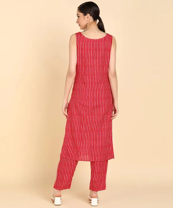 Women_S_Stripe_Print_Sleeveless_Kurta_Pant_Set