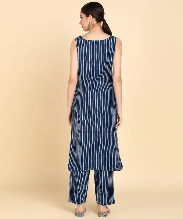 Women_S_Stripe_Print_Sleeveless_Kurta_Pant_Set
