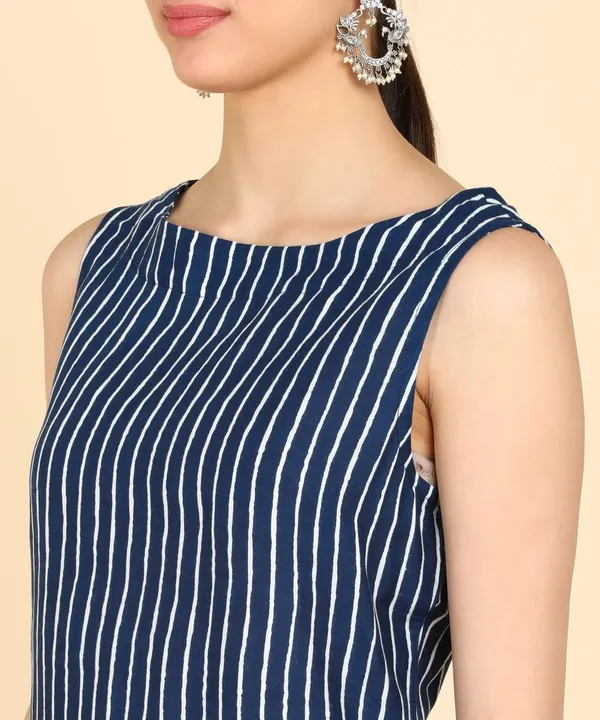 Women_S_Stripe_Print_Sleeveless_Kurta_Pant_Set