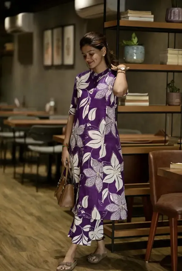 Floral_Print_Purple_Kurta_Pant_set_for_women