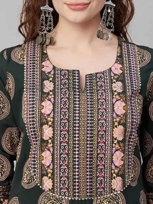 Green_Printed_Kurta_pant_set_with_Dupatta
