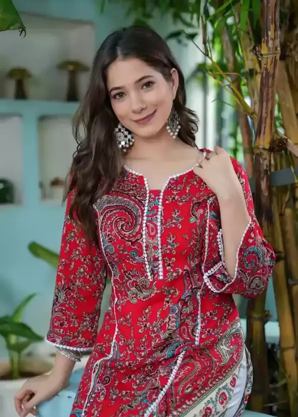 Red_Printed_Single_Kurti_for_women