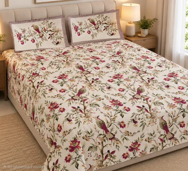 VME_Jaipuri_Cotton_King_Size_Bedsheet_95x108_Super_King,_144_TC_100%_Pure_Cotton_Double_Bed_Sheet_with_2_Pillow_Covers