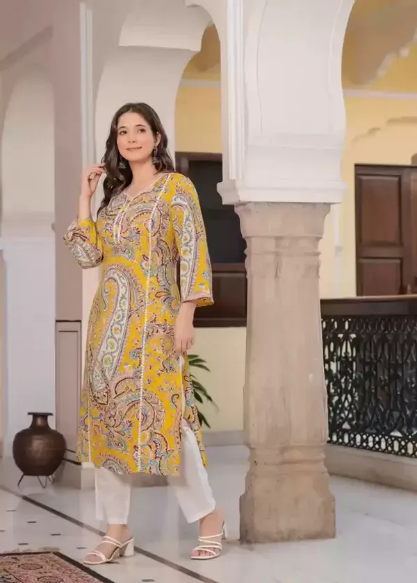 Yellow_Printed_Single_Kurti_for_women