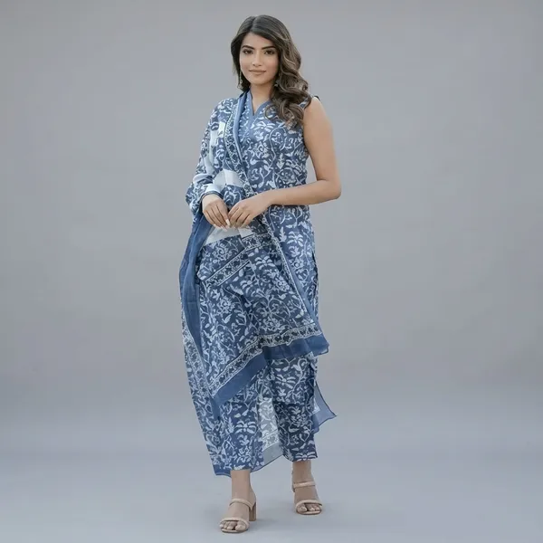 Floral_Print_Kurta_Trouser_Dupatta_Set_For_Women