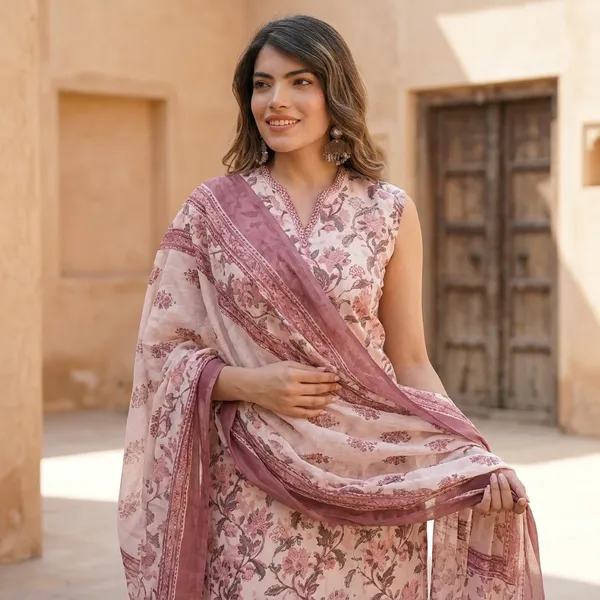 Floral_Print_Kurta_Trouser_Dupatta_Set_For_Women