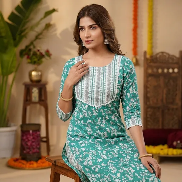 Women_Pure_Cotton_Kurti_Pant_Set